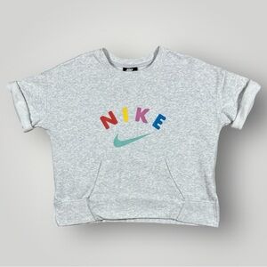 Nike Rainbow Logo Cropped Sweatshirt XL Boxy Athleisure Short Sleeve Y2K